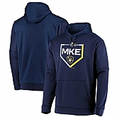 Men's Milwaukee Brewers Majestic 2019 Postseason Dugout Authentic Pullover Hoodie Navy,baseball caps,new era cap wholesale,wholesale hats